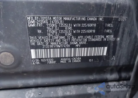 2021 Toyota Rav4 Trd Off-Road z USA, uszkodzony, nr VIN 2T3S1RFV1MW174299